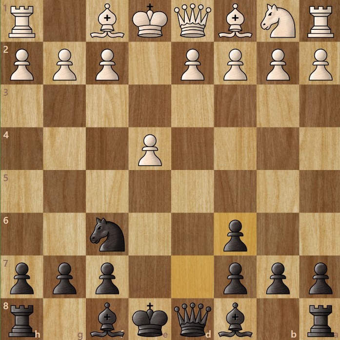Chessboard diagram showing the Stafford Gambit starting position.