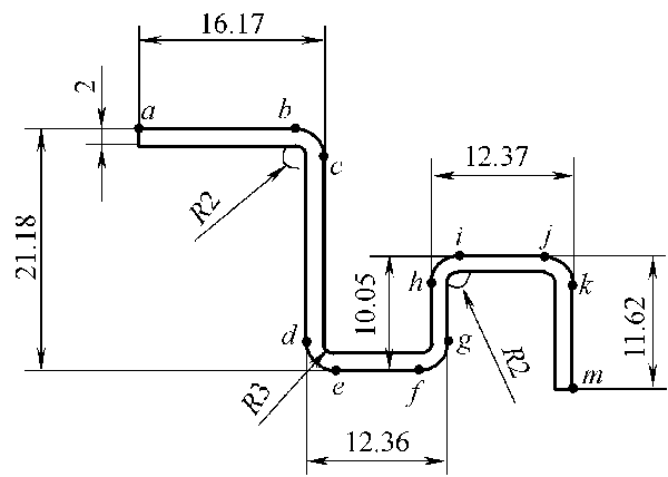 Dobla la pieza que se muestra en la Figura 4-30 e intenta calcular su longitud desplegada.