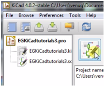 Captura de tela da janela principal do KICad