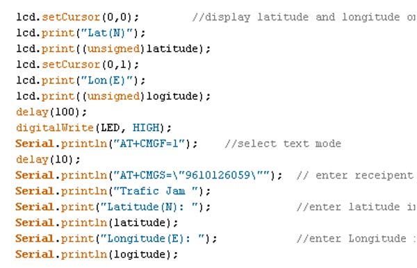 Captura de tela do código Arduino usado para inicialização do sistema de vigilância de tráfego