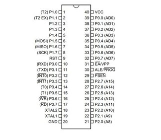 Diagrama de pinos do microcontrolador AT89S52 8051