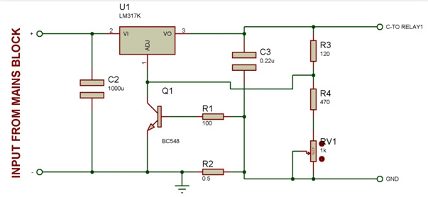 Diagrama de circuito do carregador usado como segundo estágio da fonte de alimentação CC ininterrupta de bancada