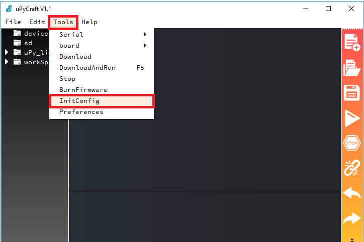 Alterando a pasta do espaço de trabalho no uPyCraft IDE