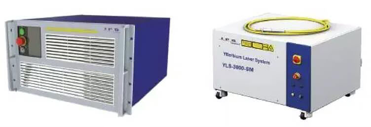 YLR-1000-SM rack type air cooled high power single mode fiber laser (left) and YLS-3000-SM type 3KW system (right)