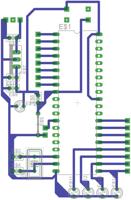 Layout PCB do circuito sensível à voz para cadeira de rodas