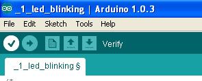 Botão de verificação de código - janela superior esquerda do Arduino IDE -