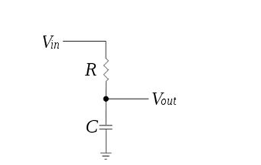 Diagrama de circuito do filtro de áudio passa-baixa passivo de primeira ordem