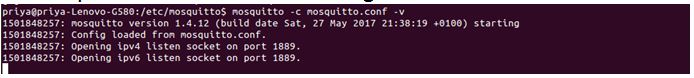 Captura de tela do Mosquitto Broker