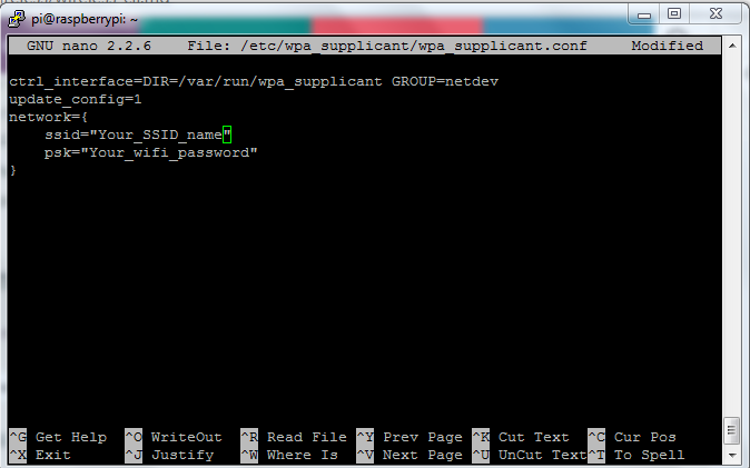 Editando um arquivo no Raspberry Pi para configurar a rede sem fio