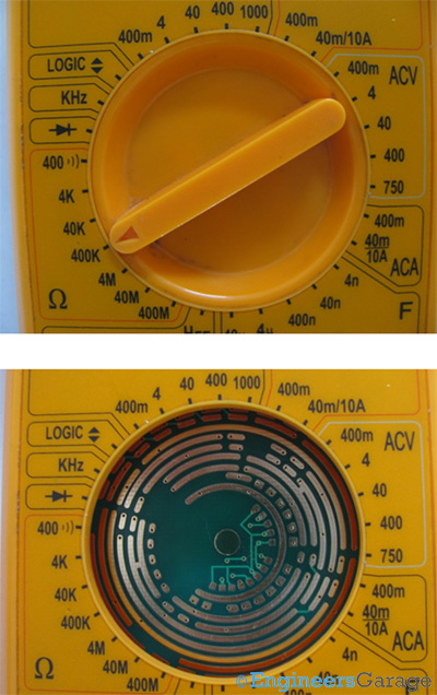 Imagem do Rotary Switch (parte superior) e alinhamento do anel (parte inferior)
