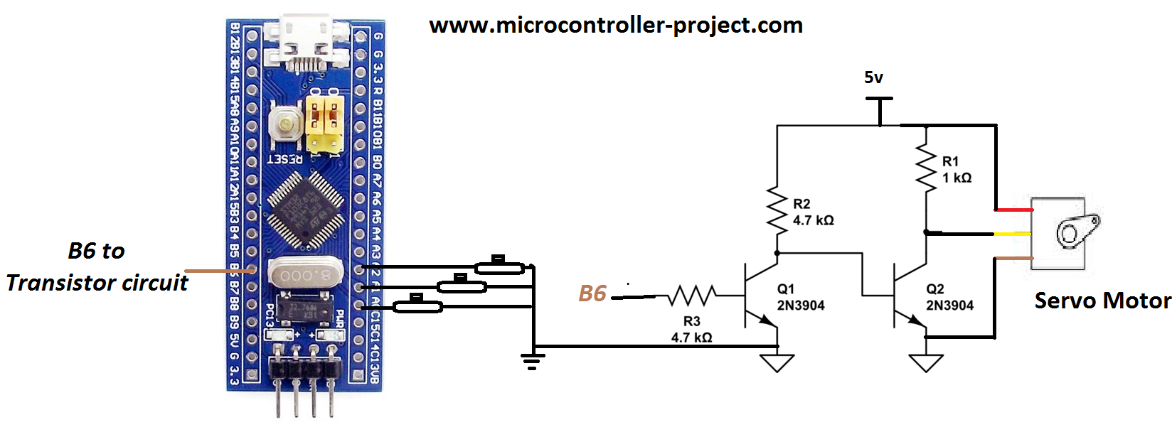 Servo motor controlado com microcontrolador Stm32f103