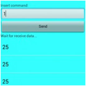 Captura de tela do aplicativo Android mostrando mensagens enviadas ao robô Arduino