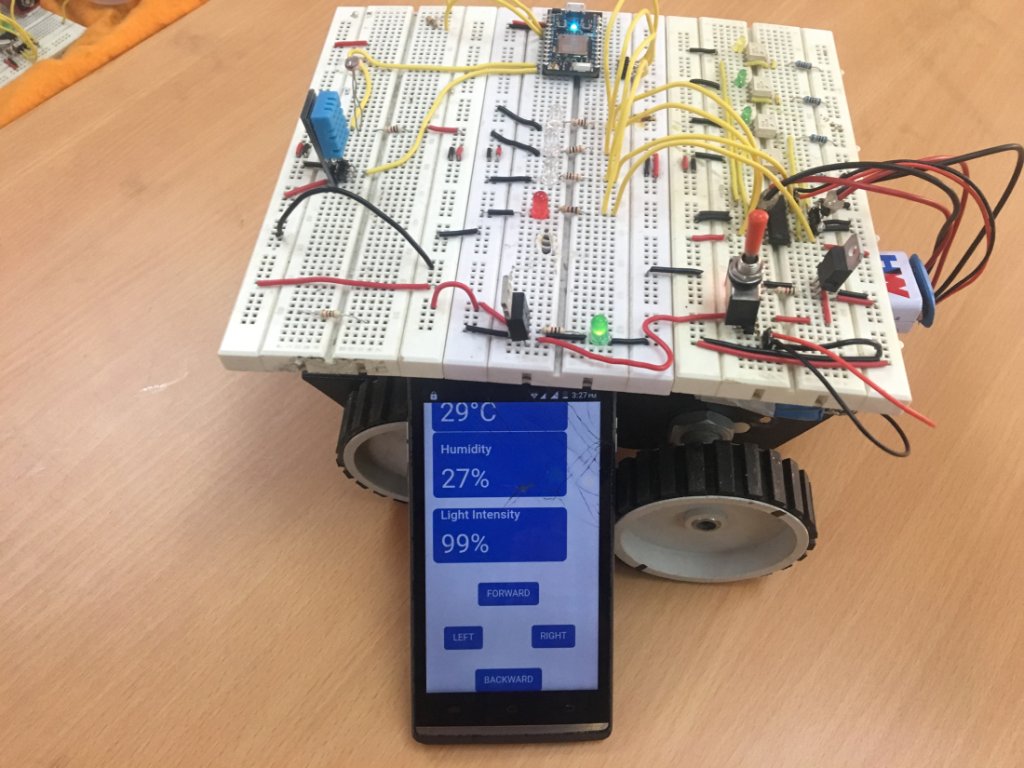 Imagem de um carro robô controlado pela Internet baseado em partículas fótons