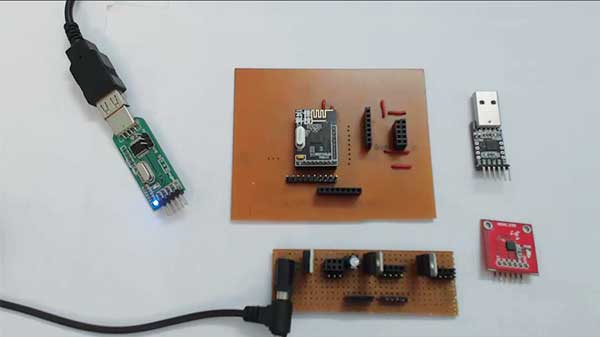 Protótipo de interface NRF24LE1 com acelerômetro