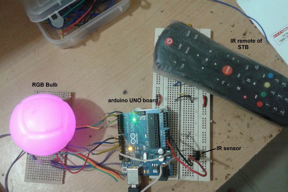Protótipo de controlador de lâmpada RGB baseado em Arduino e IR Remte
