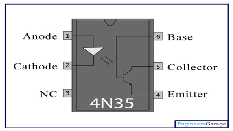 Diagrama de pinos do optoacoplador 4N25