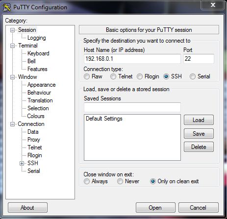 Configuração PuTTY