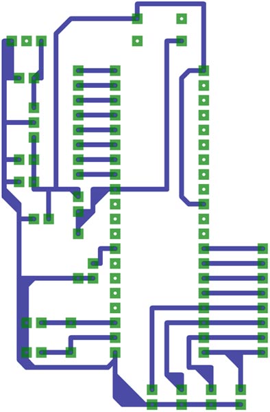 Layout de trilha do circuito sensível à voz para cadeira de rodas