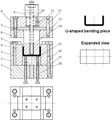 U-shaped bending die