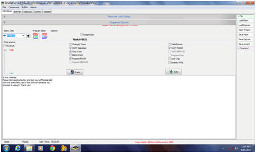 Captura de tela do aplicativo PROG ISP