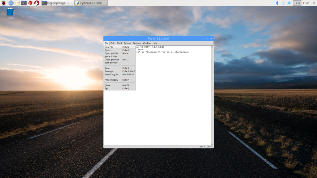 Creating new file to write Python script in IDLE on Raspbiian