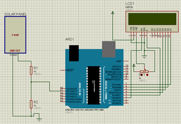 Diagrama de circuito do voltímetro digital baseado em Arduino