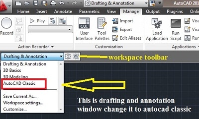 como mudar a visualização para a visualização clássica do autocad