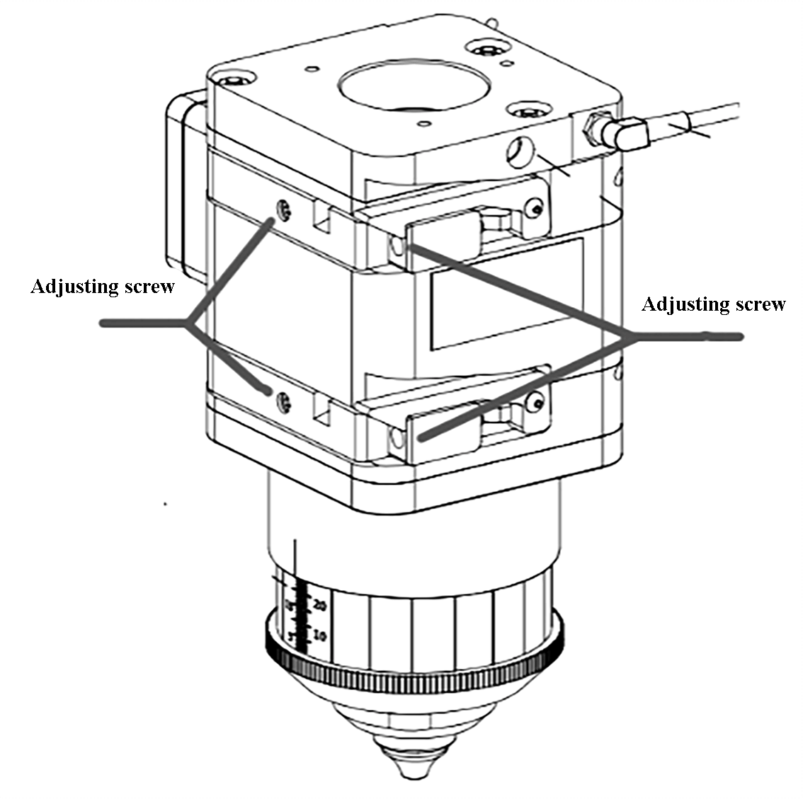 Adjusting the position of the coaxial laser beam