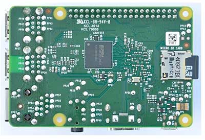 Imagem típica do slot para cartão MicroSD Raspberry Pi 3 