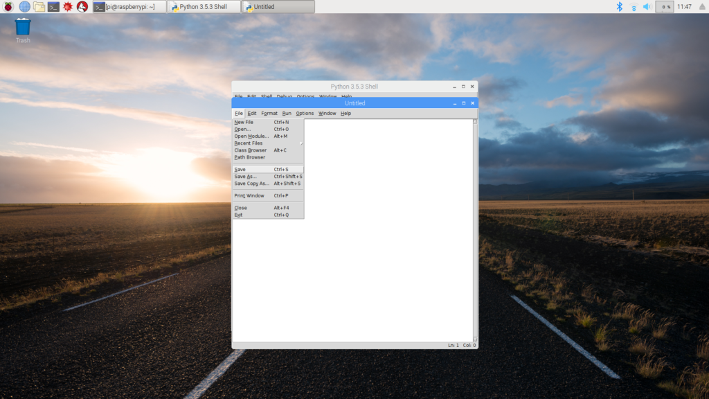 Saving Python script to IDLE on Raspbian
