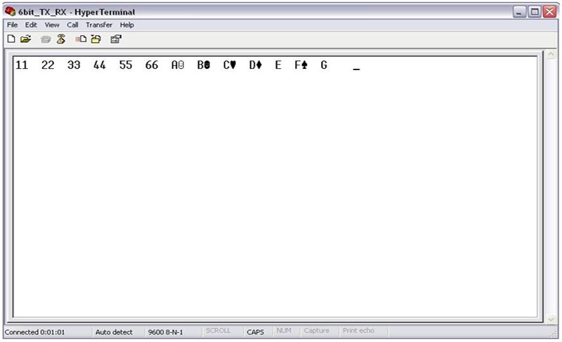 Serial communication output between AVR and PC Saída de comunicação serial entre AVR e PC