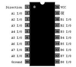 Imagem de um interruptor de 4 slides em uma placa FPGA