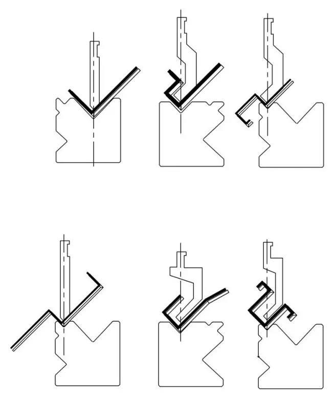 Diagrama de doblado de piezas de prensa plegadora