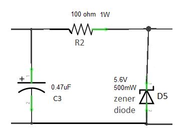 Diagrama de circuito do regulador de tensão baseado em diodo Zener