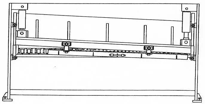 Hydraulic Guillotine Scissors Drawing Rear View