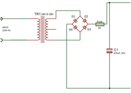 Diagrama de circuito do capacitor de suavização