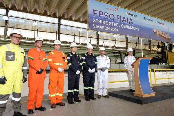 Ceremonia de corte de acero de la FPSO Raia (Crédito: Seatrium)