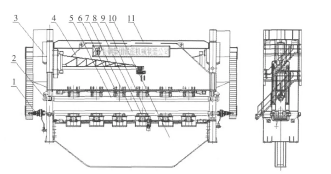 Fig. 5 CDW1ITXNC-2000kN×16000mm tipo fechado (Marítimo) horizontal para baixo tipo máquina de dobra de três rolos