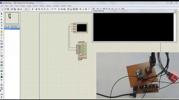 Layout de PCB de interface NRF24LE1 com acelerômetro