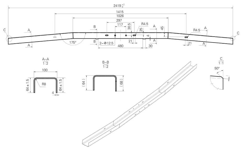 Part slot width is too narrow to be bent