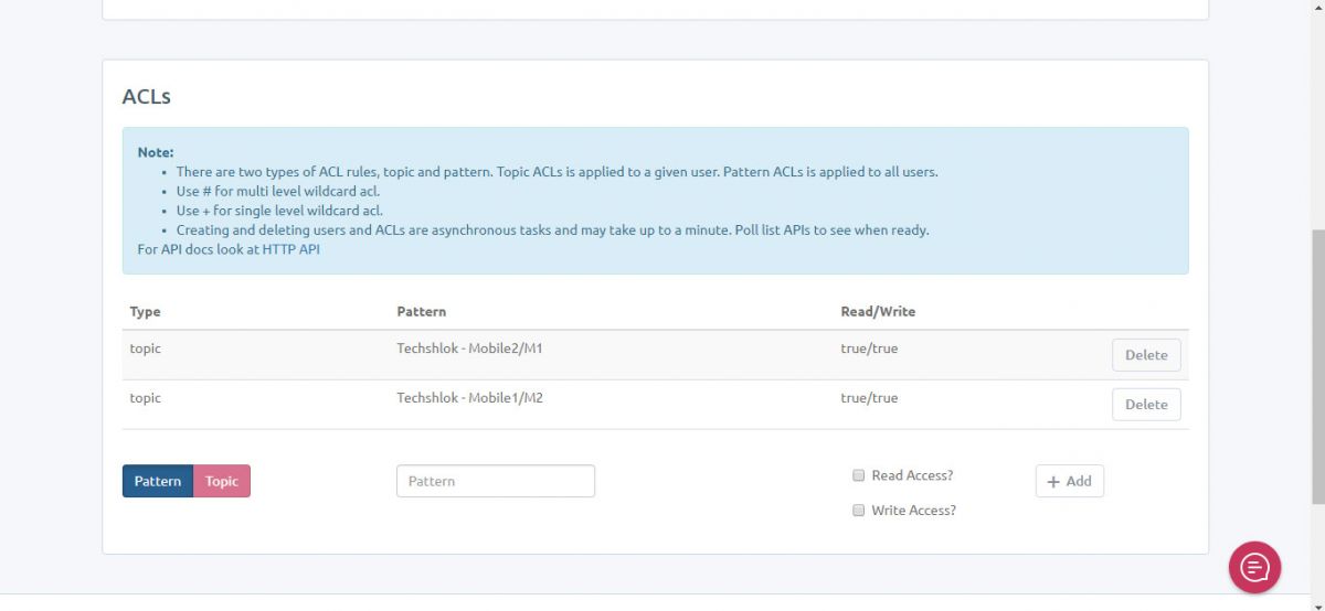 Captura de tela de tópicos criados no CloudMQTT