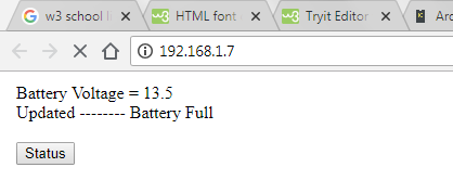 monitor de tensão da bateria via WiFi