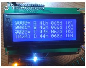 Imagem mostrando o modo de visualização do testador de dados seriais UART baseado em ATmega8 