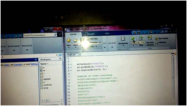 Imagem do código Matlab usado no sistema de vigilância de tráfego
