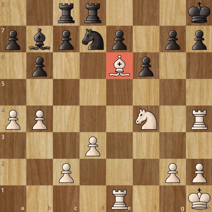 A chessboard diagram showing an outpost square in chess occupied by a bishop.