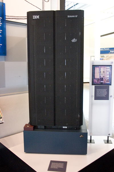 One of the two server racks comprising the Deep Blue computer on display in a museum