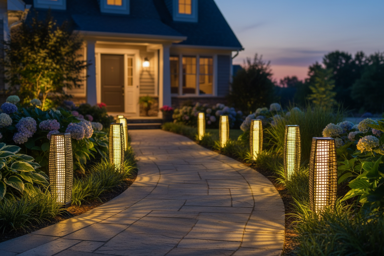 Solar Pathway Lights Close-up