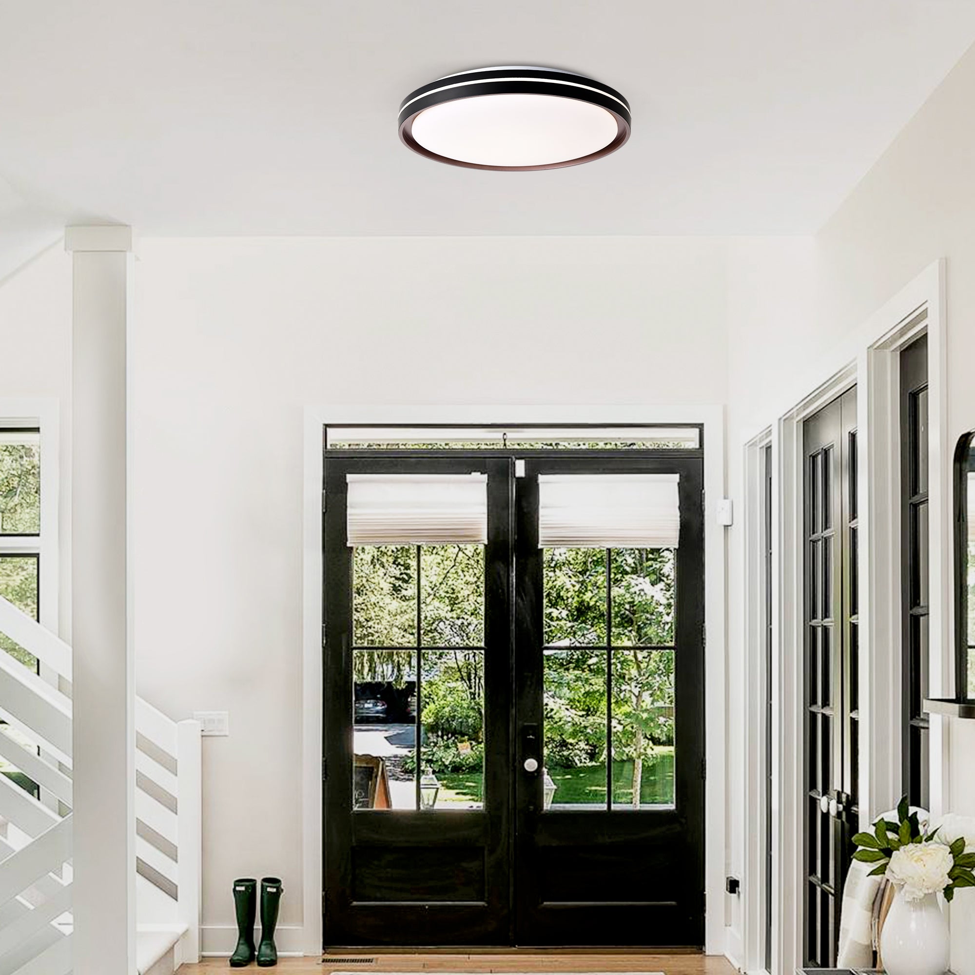 LED ceiling light installation in modern home