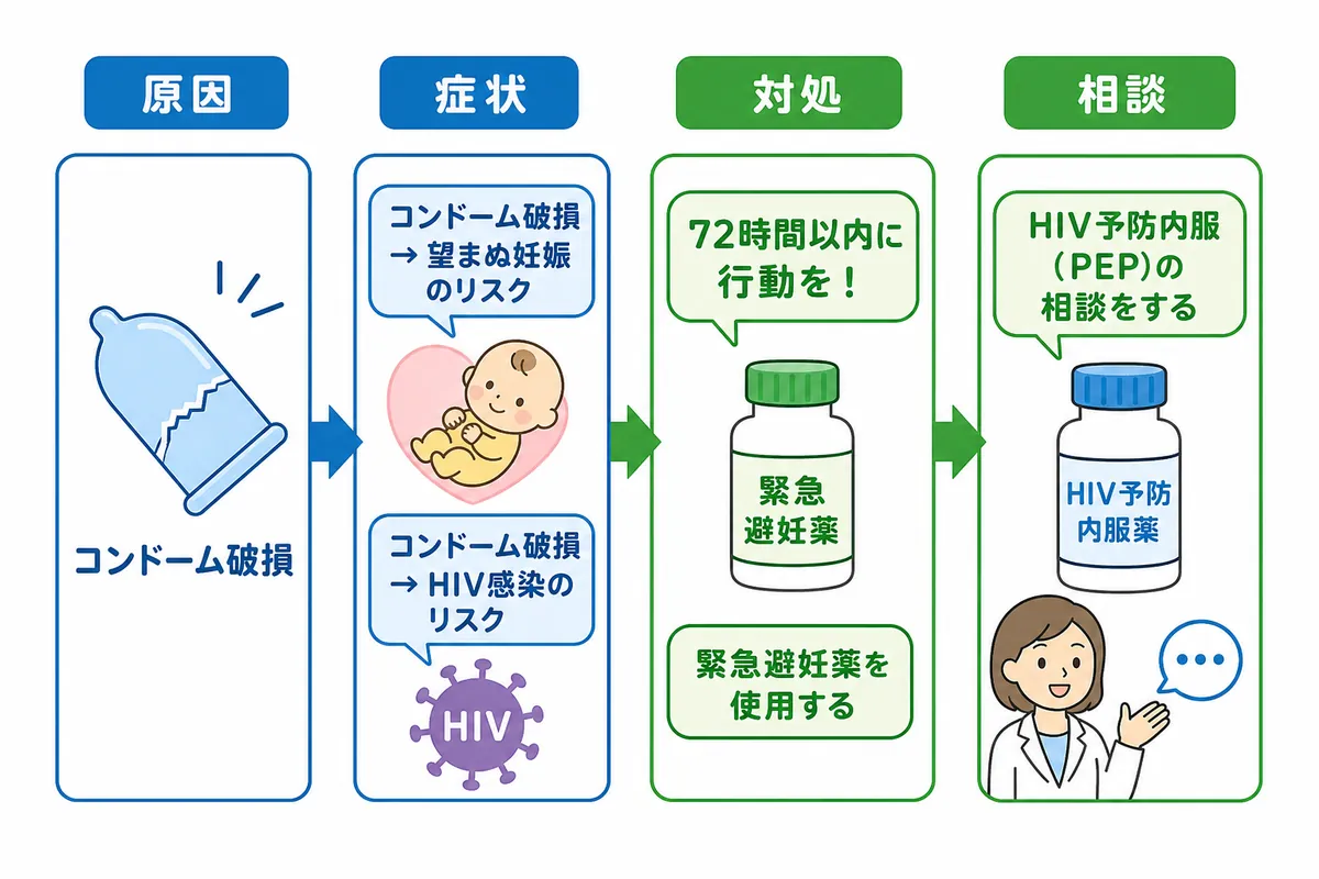 コンドーム破損後の2大リスク「望まぬ妊娠」と「HIV感染」