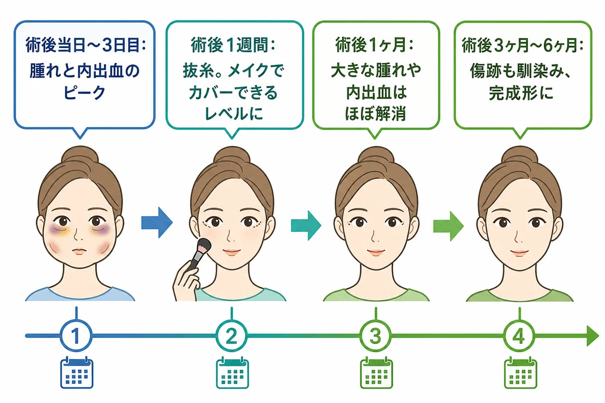 【写真で見る】表ハムラのダウンタイム 腫れ・内出血の全経過